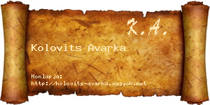 Kolovits Avarka névjegykártya
